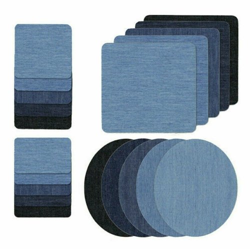 Denim Patch Kit: 20 DIY Iron-On Patches in 5 Colors for Clothing and Jeans Repair