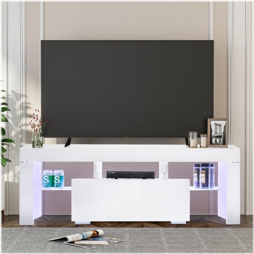 Glossy Media Console for TVs up to 55" with LED Accent