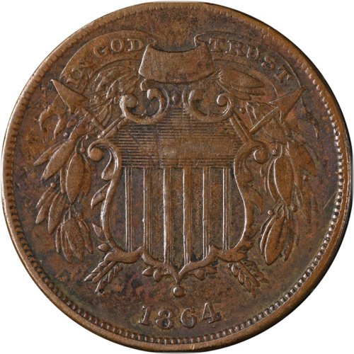 Small Motto 1864 Two Cent Piece