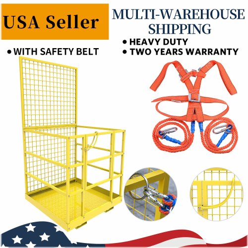 SteelSafe Work Platform Cage - 45x43inch Forklift Safety Basket