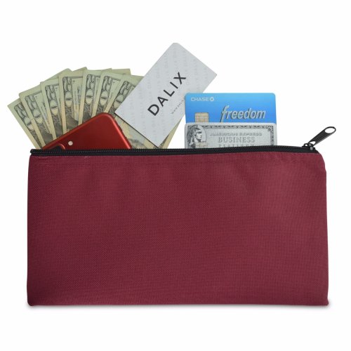 Maroon Red Zippered Money Bag Organizer