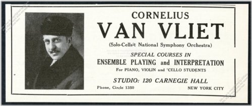 Vintage Cornelius Van Vliet Cello Recital Print Ad