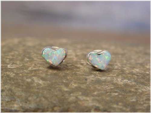 Zuni Opal Heart Earrings - Neha