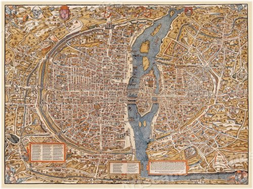 Paris 1550 Historical City Map - Authentic French Plan