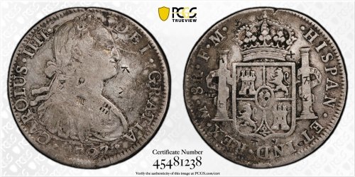 Mexican Colonial Silver Real Coin from 1797 with Chop Marks