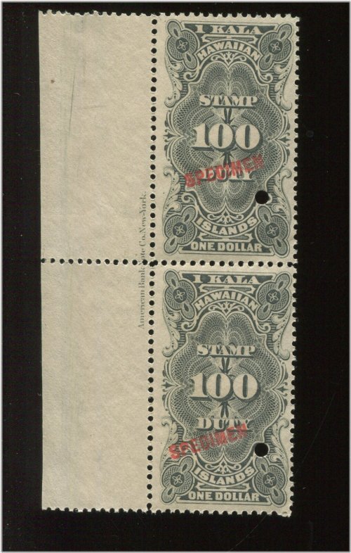 Tropical Revenue Specimen Pair Stamps