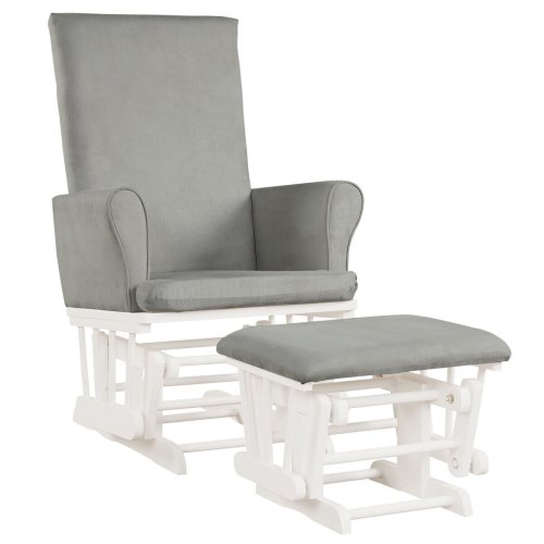 Cozy Haven Nursery Rocker and Glider Set with Cushioned Ottoman - Grey