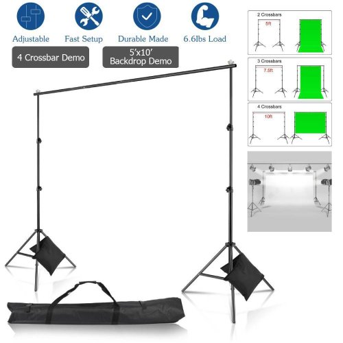 Adjustable 10Ft Photography Background Support Kit with Sand Bags