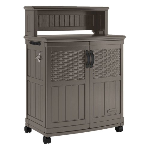 Wicker Patterned Stoney Gray Storage Station