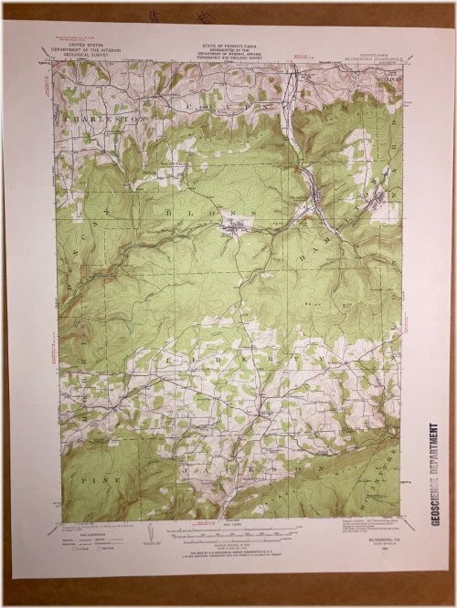 Blossburg PA Tioga County Vintage USGS Topographical Geological Quadrangle Map