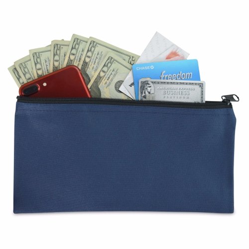 Navy Blue Zippered Deposit Bag Organizer