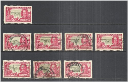 Southern Rhodesia 1935 1p Car Rose & Olive Issue - Scott 33 MNG/USED x 8