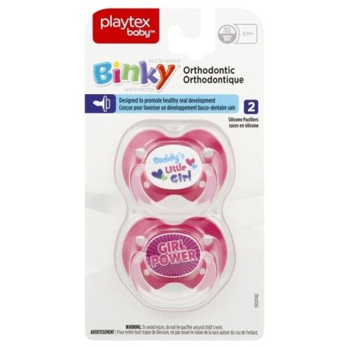 Pink Silicone Pacifiers, 6M+, Set of 2 by Playtex Baby