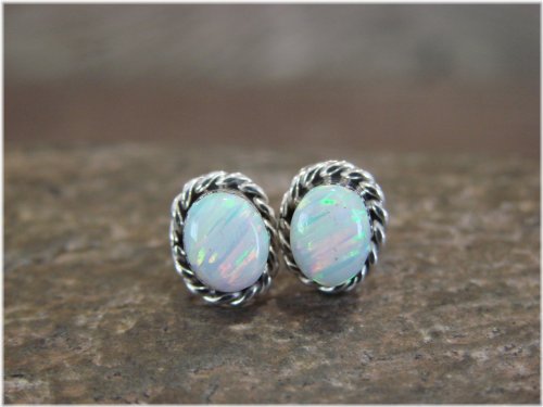 Opal Oval Sterling Silver Earrings by Cachini