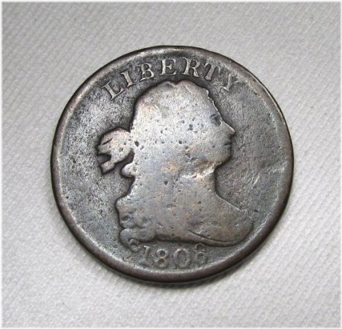 Antique Draped Bust Half Cent - 1808 Variant