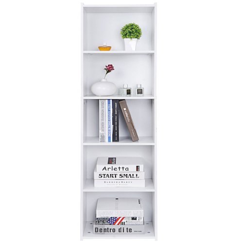 White Reversible 5-Tier Open Shelf Bookcase