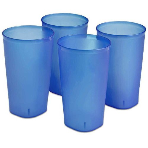 Blue Tint Plastic Tumblers Set of 4 - 20 Oz Capacity