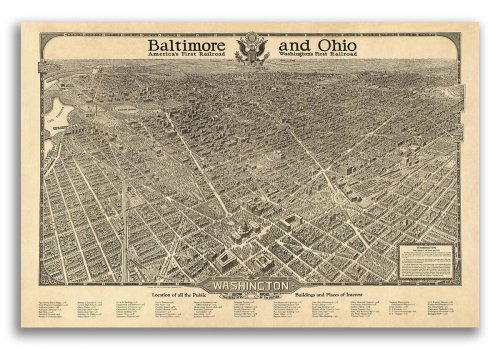 Washington DC Panoramic Map (1923) - Vintage Print