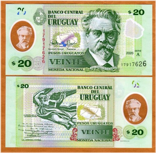 Uruguay 20 Pesos Uruguayos (2020, P-W101) Polymer Banknote - A-Serie UNC