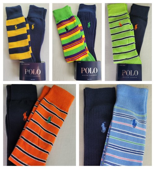 Cotton Pony Logo Striped Crew Socks