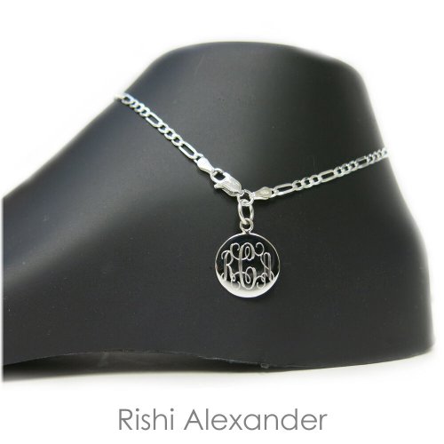 Personalized Figaro Anklet in Sterling Silver