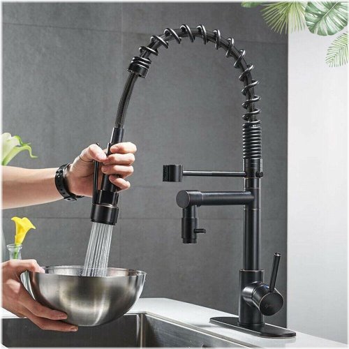 Bronze Swivel Faucet with Pull-Down Sprayer