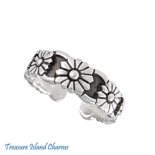 Sterling Silver Daisy Toe or Pinkie Ring