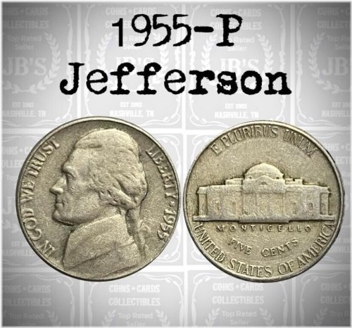 1955 P Jefferson Nickel Average Circulated VG-Fine