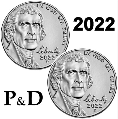 2022 P & D Jefferson Nickel Uncirculated Coin Set