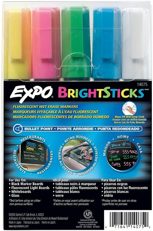 Vibrant Glow - 5 Color Wet Eraser Markers Kit