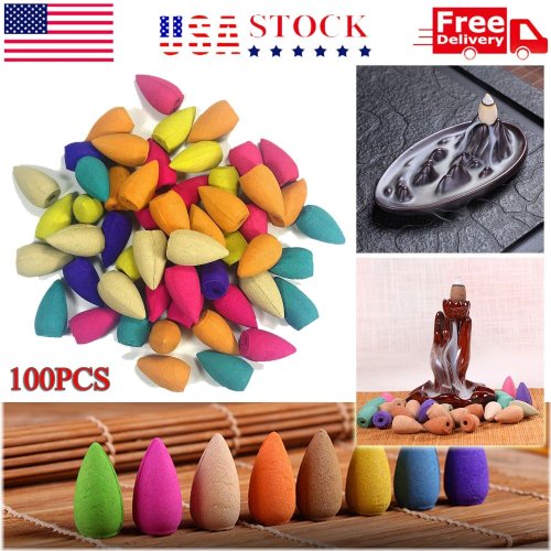 Waterfall Incense Cones with Backflow Holder Set - 100 Pack