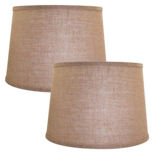 Burlap Drum Lampshades - Set of 2 in Brown