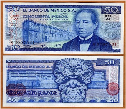 1976 Mexican 50 Pesos Banknote in UNC Condition