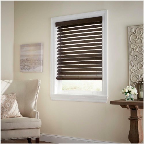 Espresso Premium Faux Wood Cordless Blind - 2-1/2 inch Slats