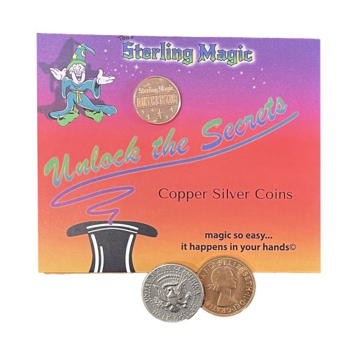 Sterling Copper Silver Coin Set with Genuine US Half Dollar and Copper Penny by Ted's Magic