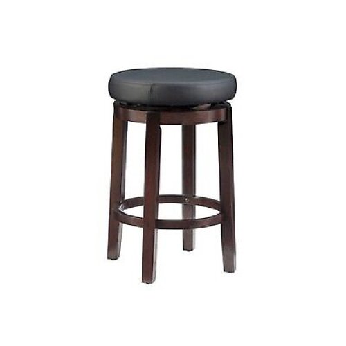 Black Leather Swivel Backless Stool