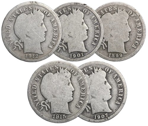 Vintage Barber Silver Dime Collection