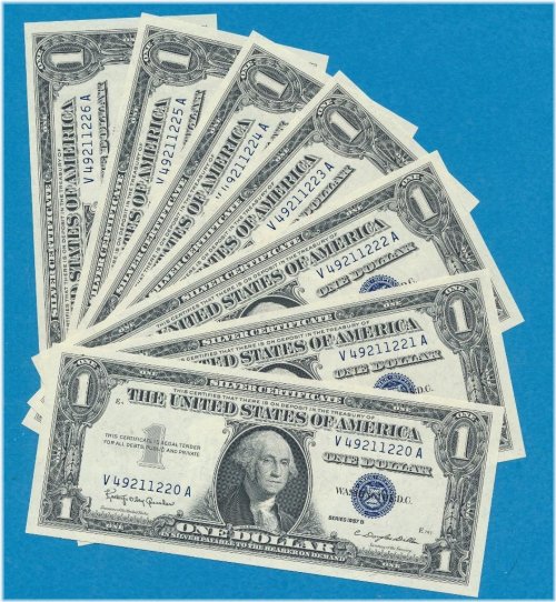 Consecutive 1957-B $1.00 Silver Certificates - Gem New Dealer Lot