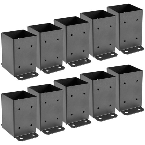 Black Powder-Coated Post Anchor Bracket Set