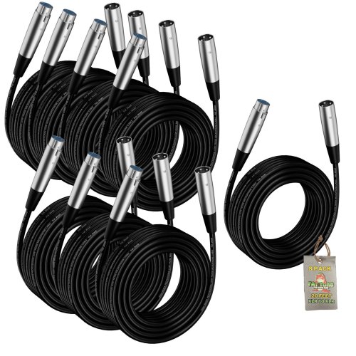 FAT TOAD XLR Cables - Studio-Grade Microphone Cords (8-Pack, 20ft)