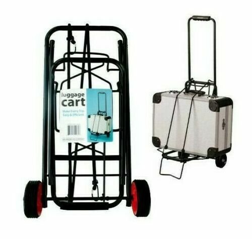 TravelEase Foldable Luggage Trolley - Midnight Black