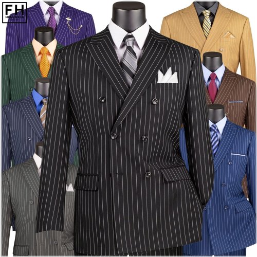 Gangster Pinstripe Double Breasted Classic Fit Suit