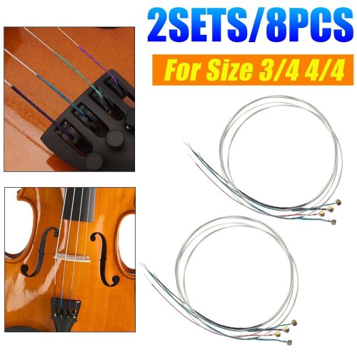 Nickle Wound Violin String Set - 2 Sets of 3/4 and 4/4 Sizes