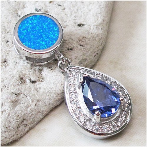 Blue Tanzanite Opal Pendant in Sterling Silver