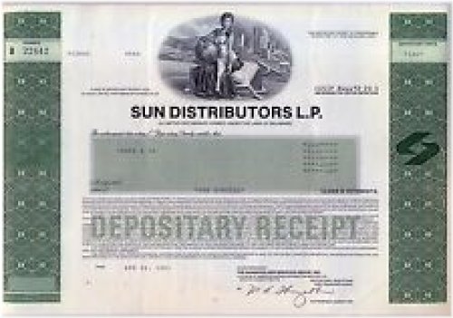 Sun Distributors L.P Stock Certificate