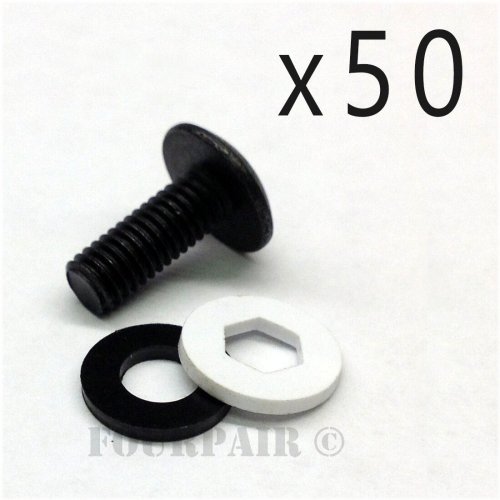 Black Mounting Screws with Washers - 50 Pack Lot