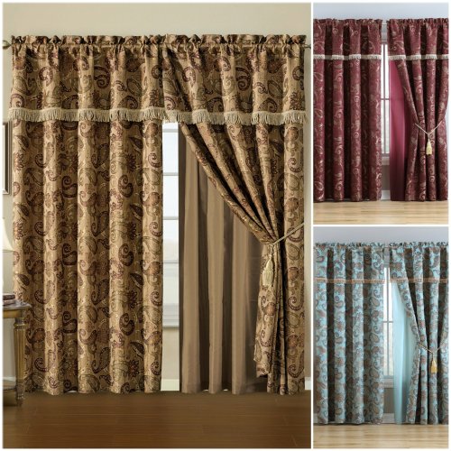 Adelle Paisley Jacquard Embroidery Curtain Set