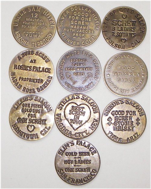 Vintage Brass Tokens with a Colorful Past