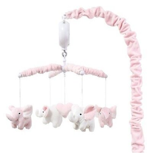 Pink Elephant Lullaby Crib Mobile