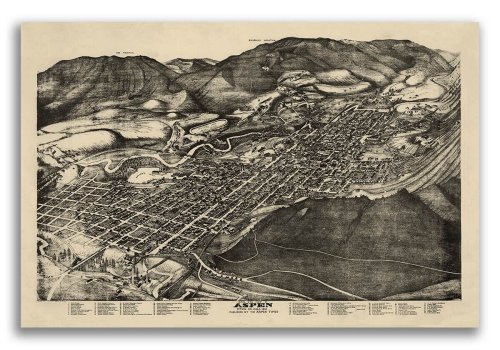 Aspen Colorado 1893 Panoramic Map